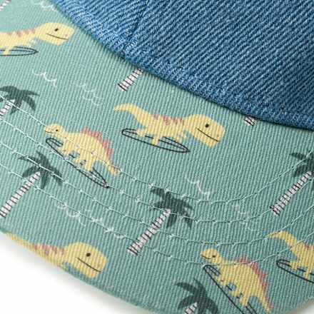 Basecap aus Denim mit Dino-Muster, blau + grün, Gr. 50/51 PUSBLU