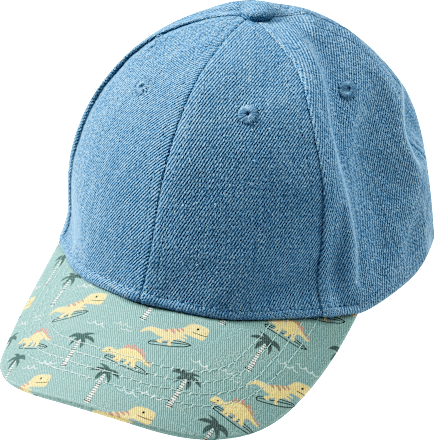 Basecap aus Denim mit Dino-Muster, blau + grün, Gr. 54/55 PUSBLU