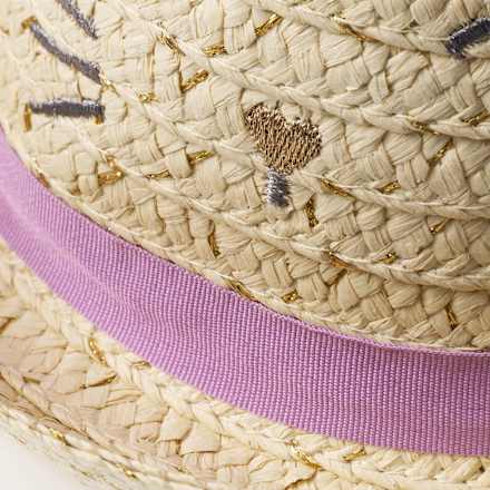 Strohhut mit Katzen-Motiv, beige, Gr. 50/51 PUSBLU