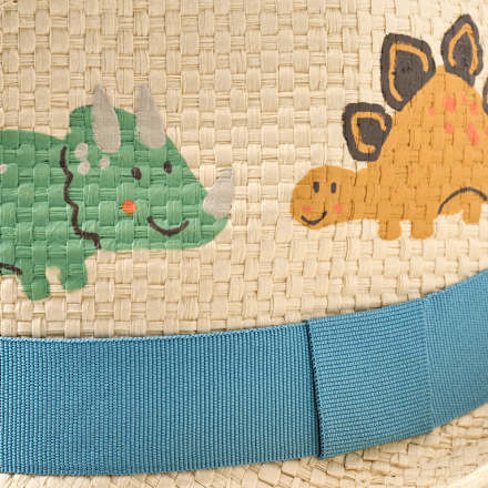 Strohhut mit Dino-Motiv, beige, Gr. 50/51 PUSBLU
