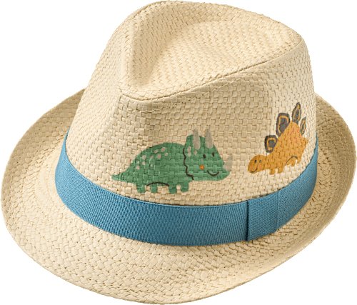 Strohhut mit Dino-Motiv, beige, Gr. 48/49 PUSBLU