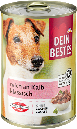 Nassfutter Hund reich an Kalb, Multipack (6x400 g) Dein Bestes