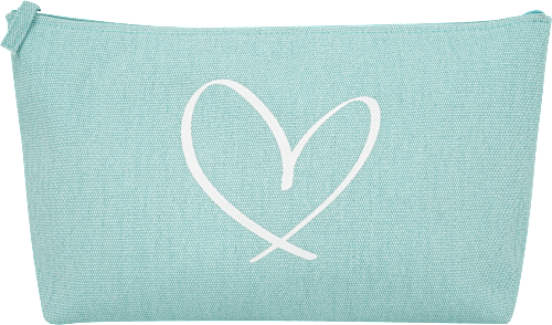 Kosmetiktasche Hellblau Weiß mit Herz manòu
