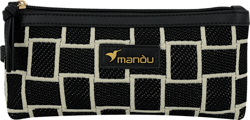 Kosmetiktasche Grafisches Muster Schwarz/Creme manòu