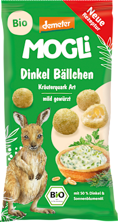 Kindersnack Dinkelbällchen Kräuterquark MOGLi