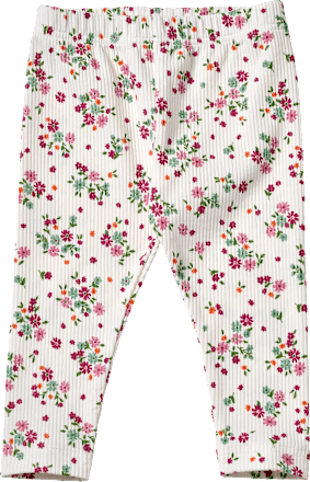 Leggings mit Ripp-Struktur & Blumen-Muster, weiß & rosa, Gr. 116 ALANA