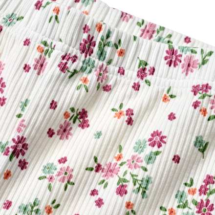 Leggings mit Ripp-Struktur & Blumen-Muster, weiß & rosa, Gr. 128 ALANA