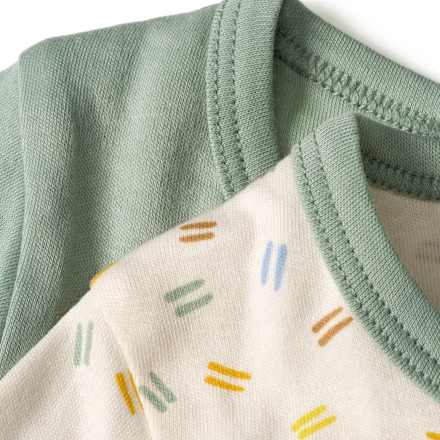 Wickelbodys Langarm, grün + weiß, Gr. 50/56 ALANA