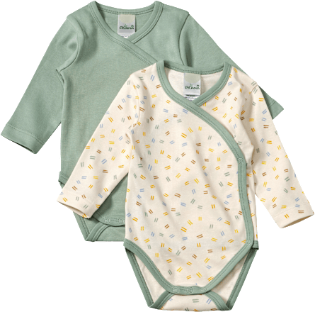 Wickelbodys Langarm, grün + weiß, Gr. 50/56 ALANA