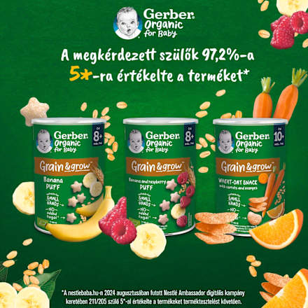 Bio banános málnás gabona snack 8 hónapos kortól Gerber Organic