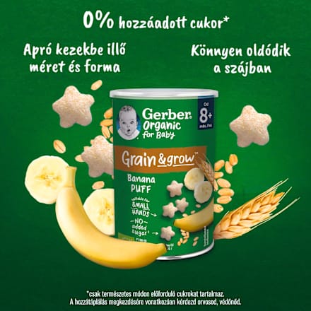 Bio banános gabona snack 8 hónapos kortól Gerber Organic