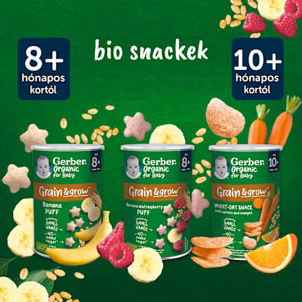 Bio banános gabona snack 8 hónapos kortól Gerber Organic