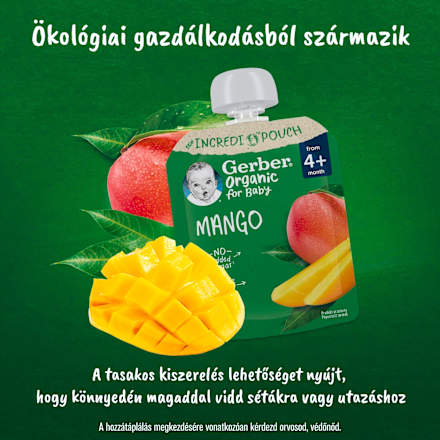 Bio gyümölcspüré mangó 4 hónapos kortól Gerber Organic