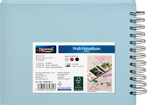Profialbum 23x18 hellblau weiße Seiten Paradies