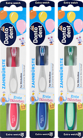Zahnbürste Kinder erste Zähnchen extra weich 0 bis 3 Jahre Dontodent