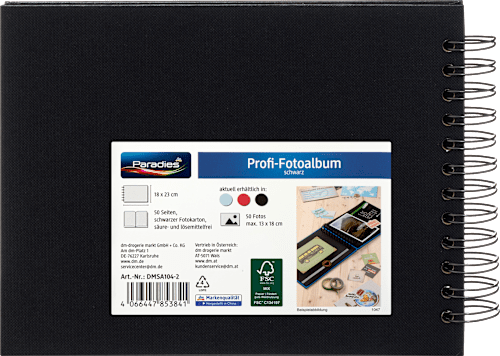Profialbum 23x18 schwarz schwarze Seiten Paradies