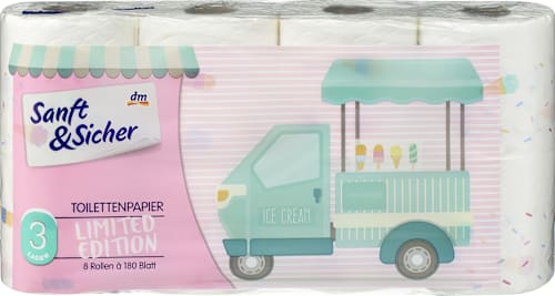 Papier toaletowy Limited Edtion, 3-warstwowy, 8x180 listki Sanft&Sicher