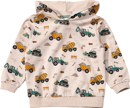 Sweatshirt mit Kapuze & Baustellen-Muster, beige, Gr. 110 ALANA