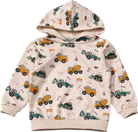 Sweatshirt mit Kapuze & Baustellen-Muster, beige, Gr. 110 ALANA