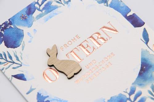 Grußkarte Ostern Holz Hase CACTUS