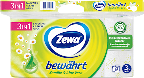 Toilettenpapier bewährt Kamille 3-lagig (16x150 Blatt) Zewa