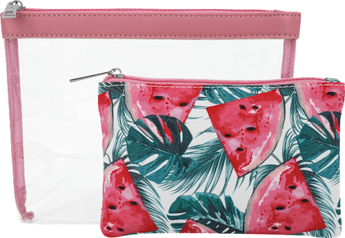 Kosmetiktaschen Set transparent/pink + Wassermelone 2tlg Soapland