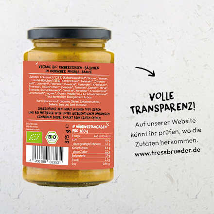 Falafelbällchen Curry India Masala Sauce TRESSBRÜDER