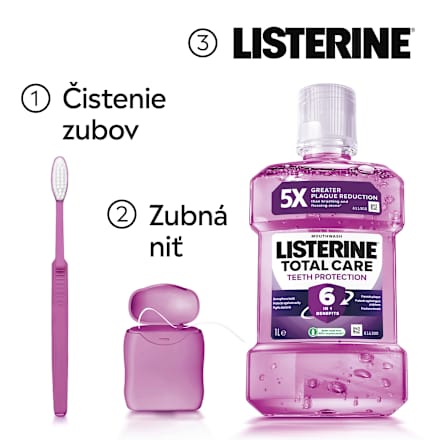 Ústna voda Total Care Teeth Protection Clean Mint Listerine