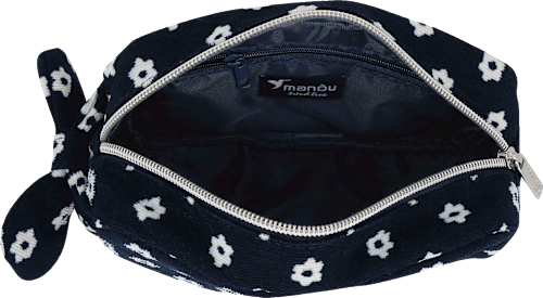 Kosmetiktasche dunkelblau/weiß Blumen Soapland