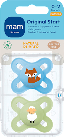 Schnuller Original Start Kautschuk, blau/grün, 0-2 Monate  mam