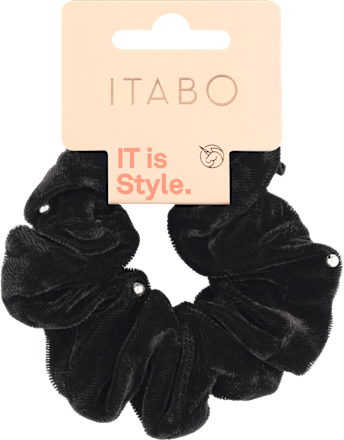 Scrunchy gumica za kosu – crna s biserima ITABO