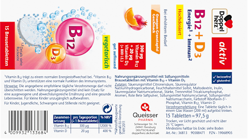 Brausetabletten B12 + D3 Doppelherz