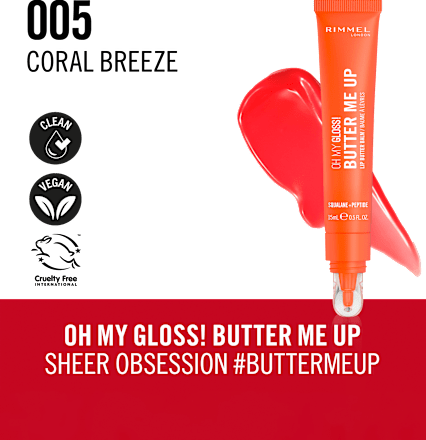 Balzam za usne Butter Me Up – 005 Coral Breeze RIMMEL LONDON