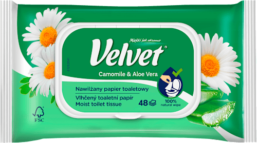 vlhčený toaletní papír Heřmánek & Aloe Vera Velvet