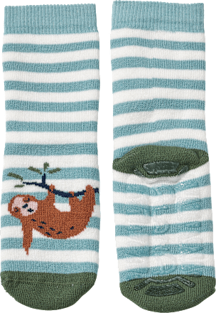 Stoppersocken mit Faultier-Motiv, grün + weiß, Gr. 21/22 ALANA