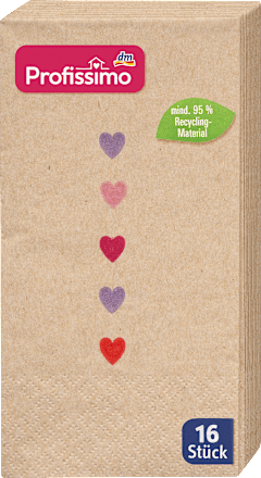 Recycling-Buffetserviette Herz 33x33cm Profissimo