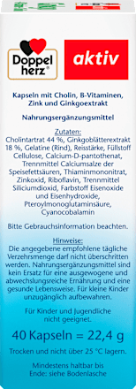 Ginkgo + B-Vitamine + Cholin Kapseln 40 St Doppelherz