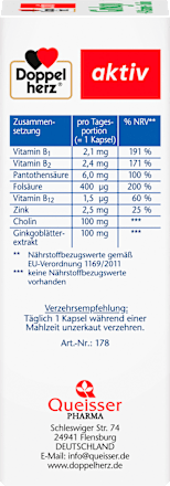 Ginkgo + B-Vitamine + Cholin Kapseln 40 St Doppelherz