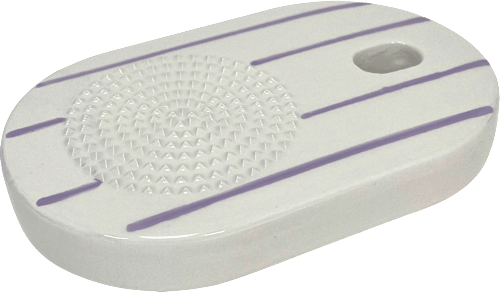 Knoblauchreibe aus Porzellan, gestreift weiß/lila (16x10x2 cm) Dekorieren & Einrichten