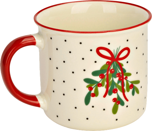 Kaffeebecher, Mistelzweig, rot-grün-weiß Dekorieren & Einrichten