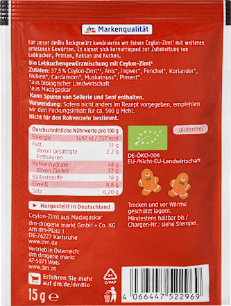 Backgewürz mit Zimt, vegan dmBio