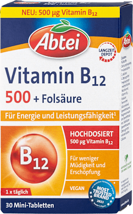 Vitamin B12 500 + Folsäure Mini-Tabletten Abtei