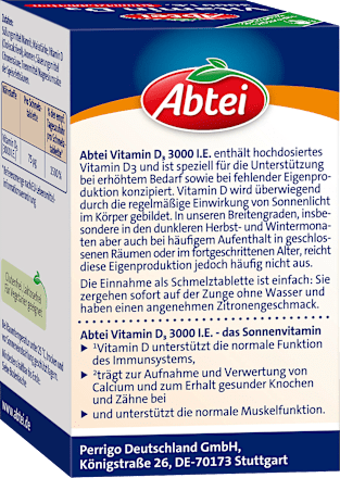 Vitamin D3 3000 I.E. Schmelztabletten Abtei