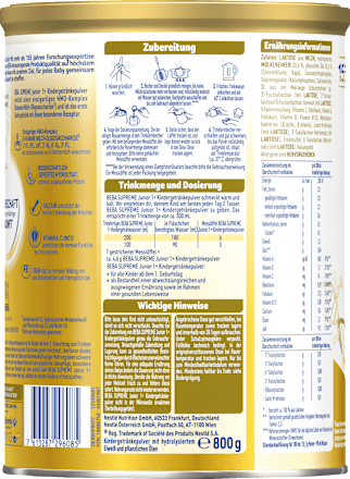 Kindermilch Supreme Junior 1+, ab 1 Jahr  Nestlé BEBA