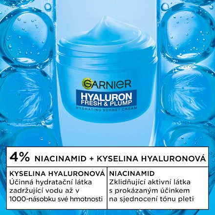 hydratační pleťový sorbet krém Hyaluron Fresh & Plump GARNIER