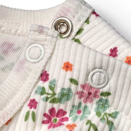 Body Langarm mit Blumen-Muster, weiß, Gr. 74/80 ALANA