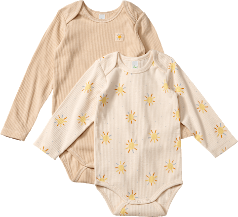 Bodys Langarm mit Sonnen-Muster, beige, Gr. 98/104 ALANA