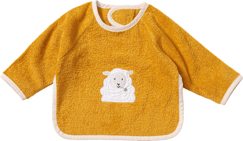 Lätzchen mit Ärmel & Schaf-Applikation, gelb ALANA
