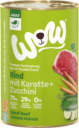 Nassfutter Hund mit Rind & Karotte, Adult WOW