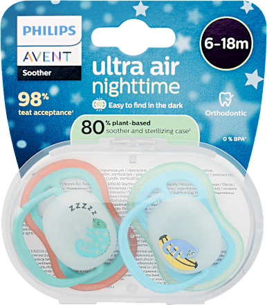 Éjszakai nyugtató cumi, Ultra air, 6 hónapos kortól, kisfiúknak PHILIPS AVENT